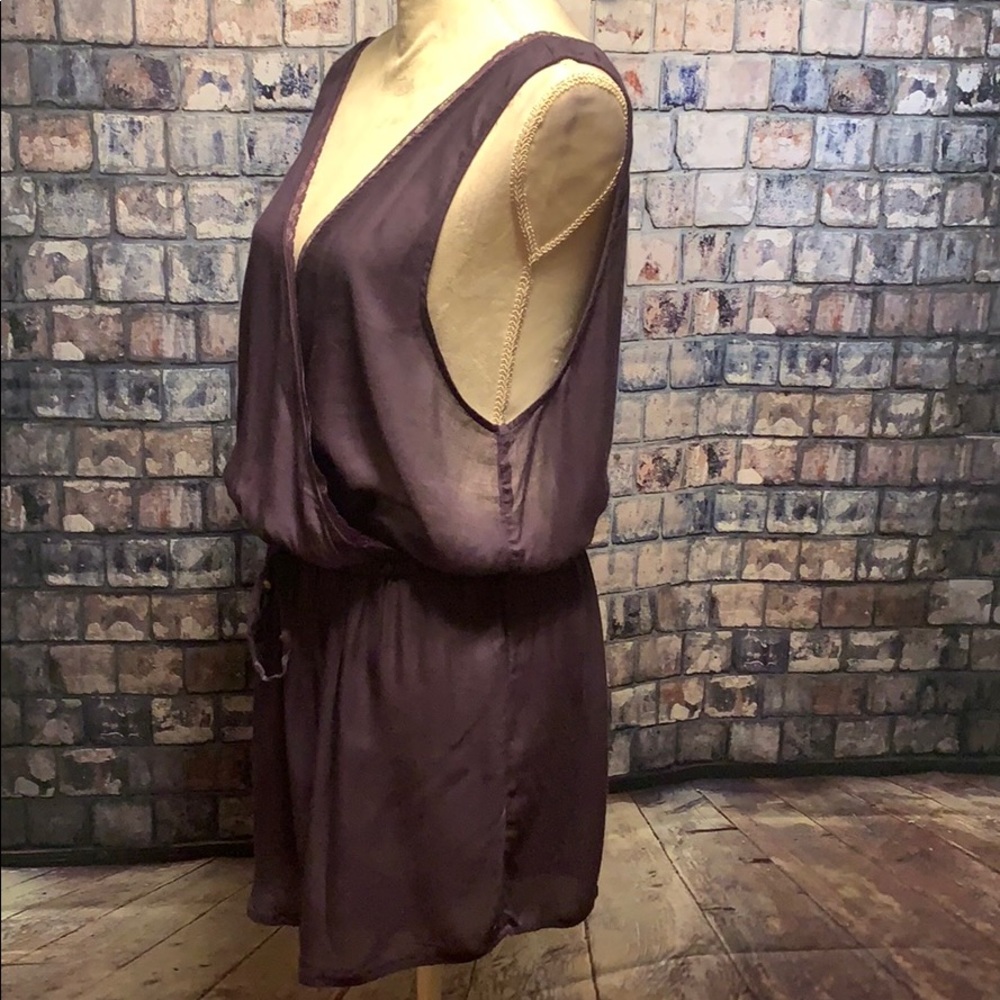 💜PURPLE ROMPER LOW V FRONT & BACK LACE TRIMMED - Picture 6 of 8